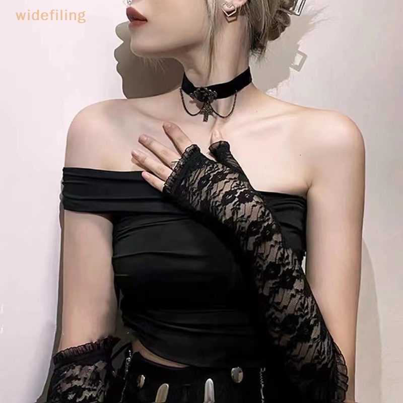 1 Đôi Găng Tay Ren Lưới Hở Ngón Chống Nắng Cho Nữ