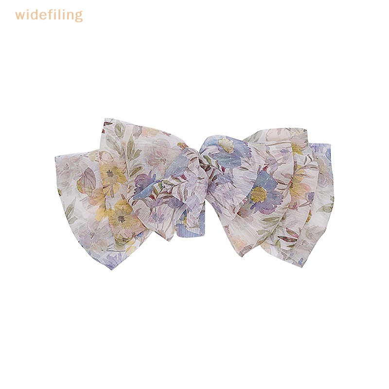 Kẹp Tóc Đính Nơ Vải Chiffon Cỡ Lớn In Họa Tiết Hoa Xinh Xắn Thời Trang Cho Nữ
