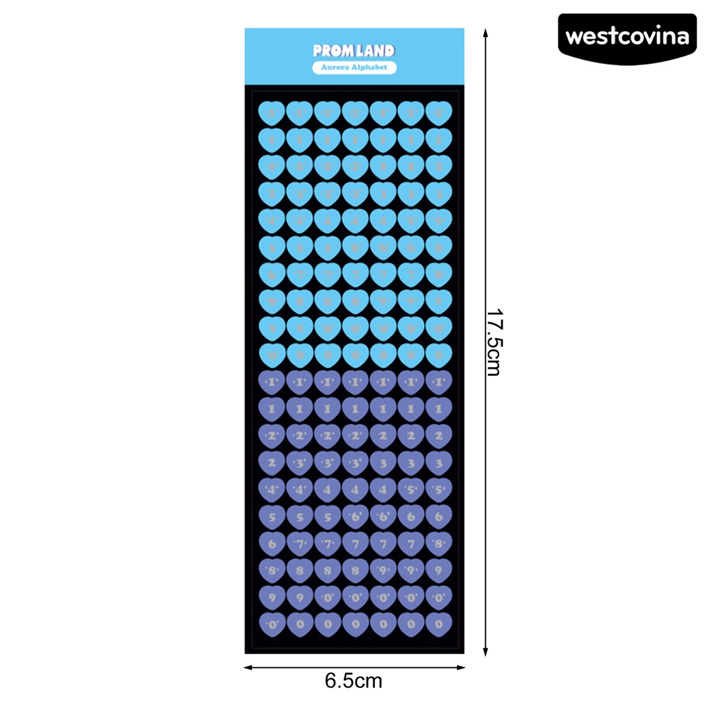 [WSTN] [WSTN]✎Bộ 2 Tấm Sticker Dán Trang Trí Sổ Tay Hình Trái Tim / Số Bằng PVC Chống Thấm Nước