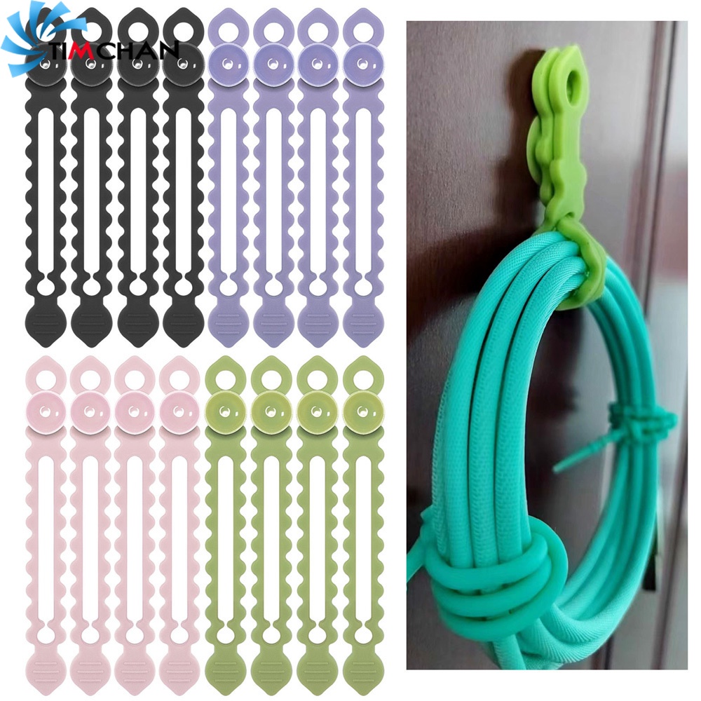 1 / 5 Dây Quấn Dây Cáp Bằng Silicone Đàn Hồi Đa Năng Màu Kẹo