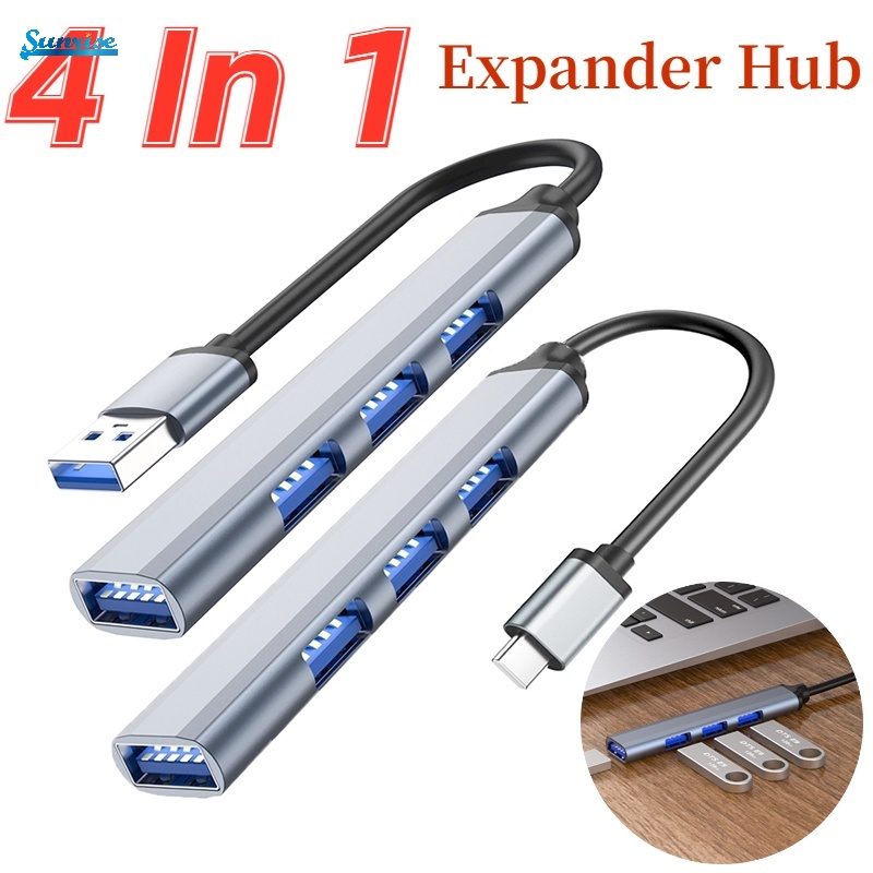 Hub Chia 4 Cổng USB 2.0 Type C 3.0 4 Cổng Đa Năng Chất Liệu Hợp Kim Nhôm
