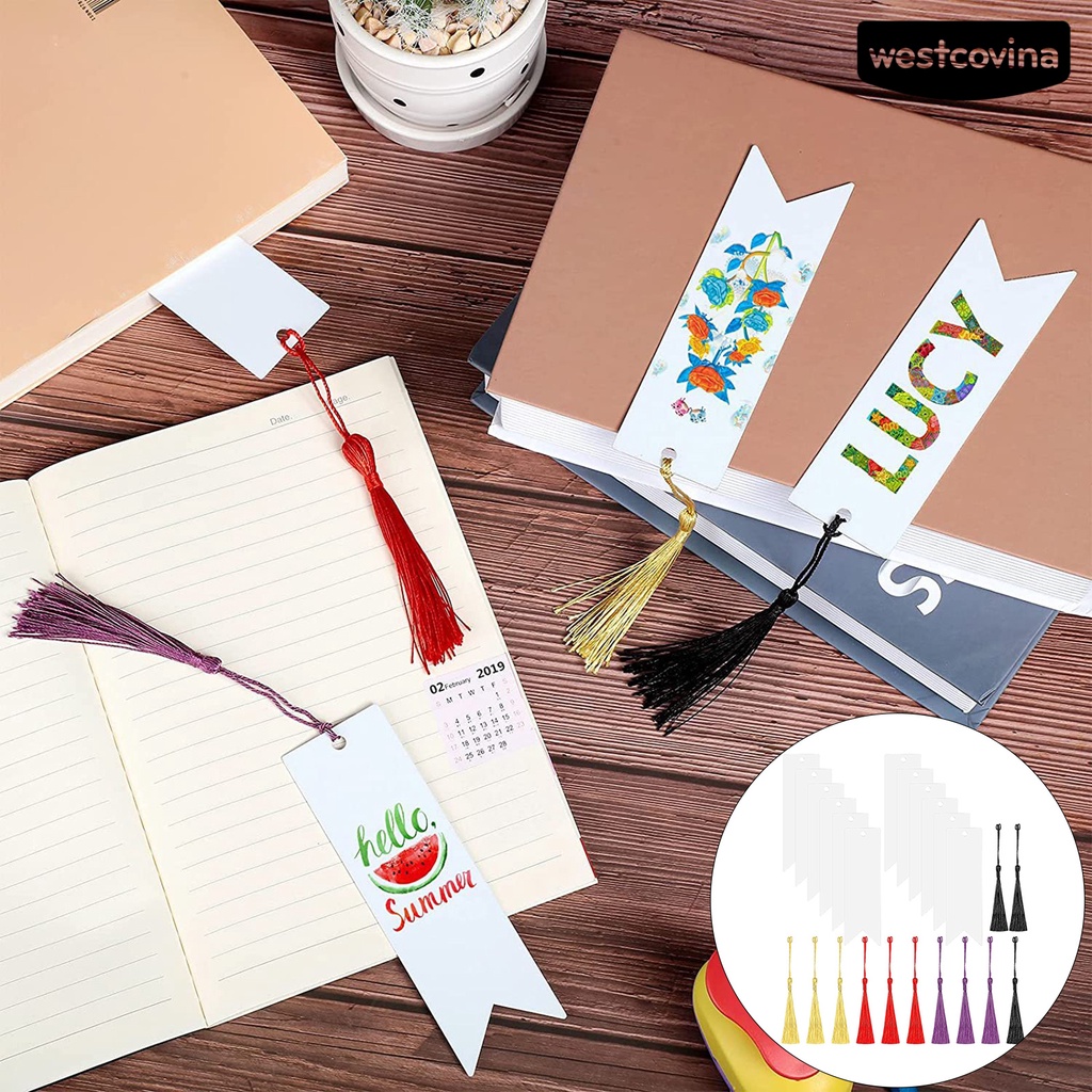 [WSTN]✎1 Bộ Đánh Dấu Sách Bằng Acrylic Trong Suốt Nhiều Màu Sắc Tua Rua Chưa Hoàn Thành
