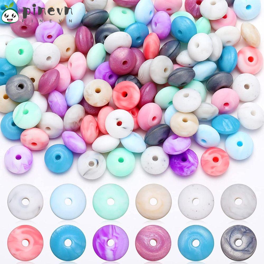 PINEVN Set 240 Hạt Nhựa 12mm Nhiều Màu Sắc Xâu Chuỗi Làm Trang Sức Thủ Công