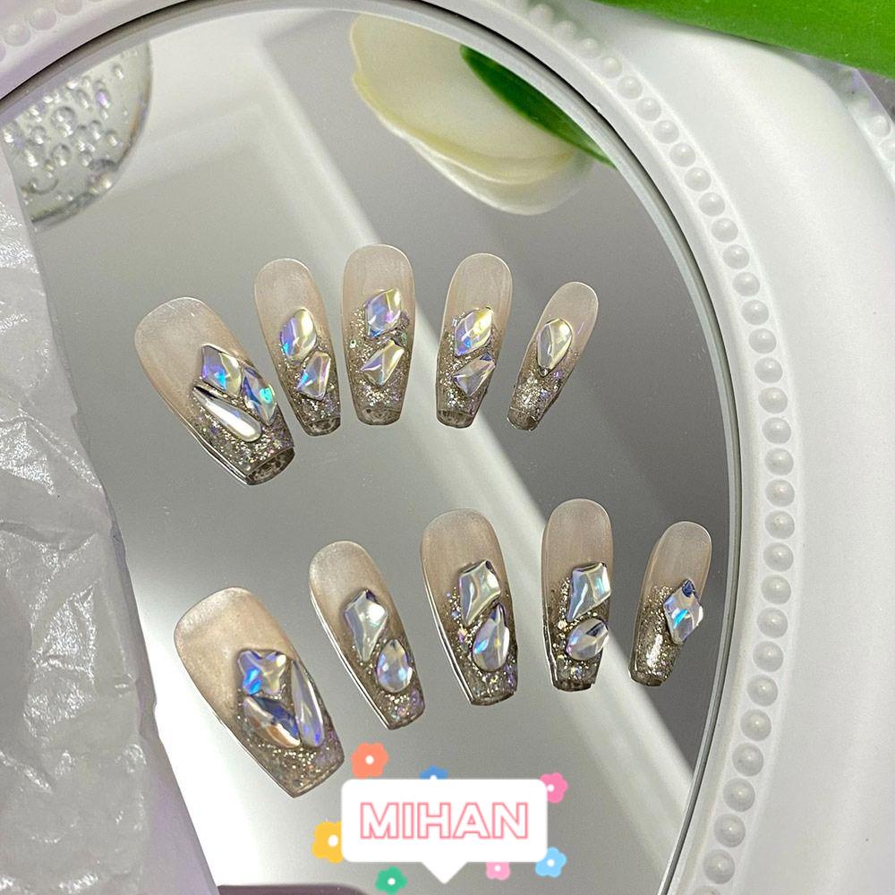 MIHAN1 Bộ 10 Móng Tay Giả Che Phủ Toàn Diện Cho Nữ