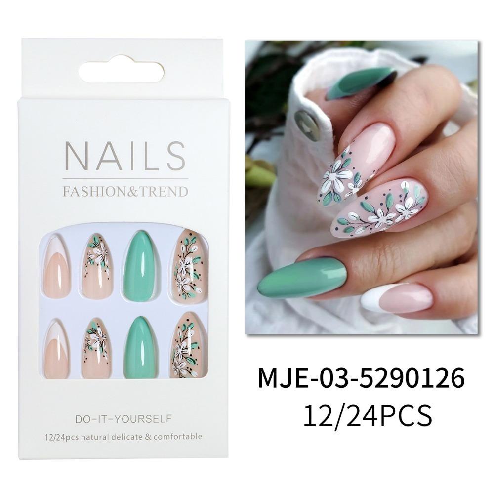 NIUYOU Bộ 24 Móng Tay Giả Đầu Nhọn Có Thể Tháo Rời Cho Nữ
