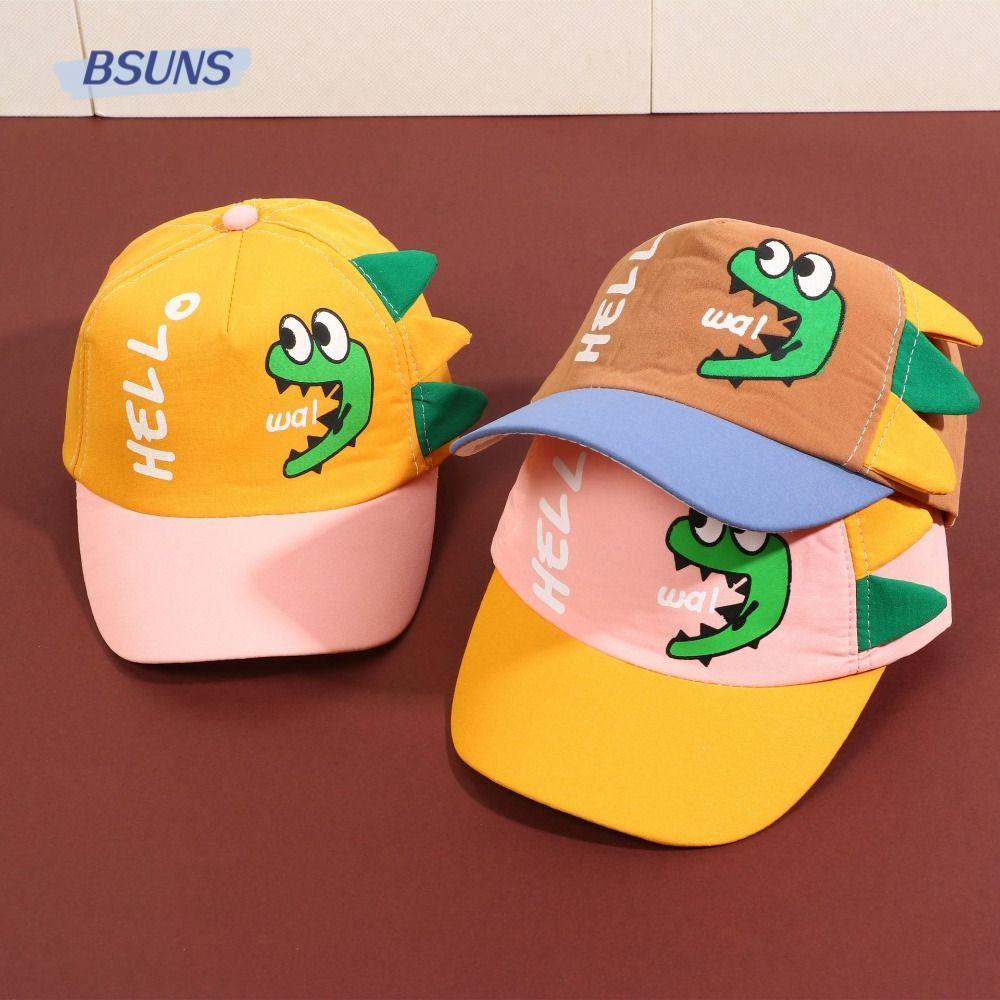 BSUNS Mũ Lưỡi Trai Hình Khủng Long Hoạt Hình Chống Tia UV Mau Khô Thời Trang Mùa Hè Cho Bé Trai Và Gái