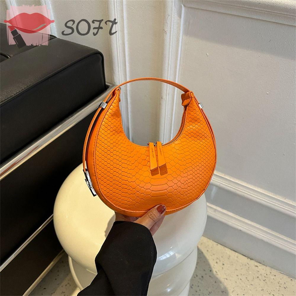 SOFTNESS Túi Đeo Chéo Da PU Vân Da Cá Sấu Màu Trơn Phong Cách Boho Cổ Điển Thời Trang Cho Nữ