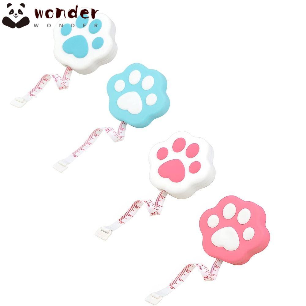 WONDER Thước Dây Mini Bằng Nhựa Hình Dấu Chân Mèo Hoạt Hình Nhiều Màu Có Thể Thu Gọn