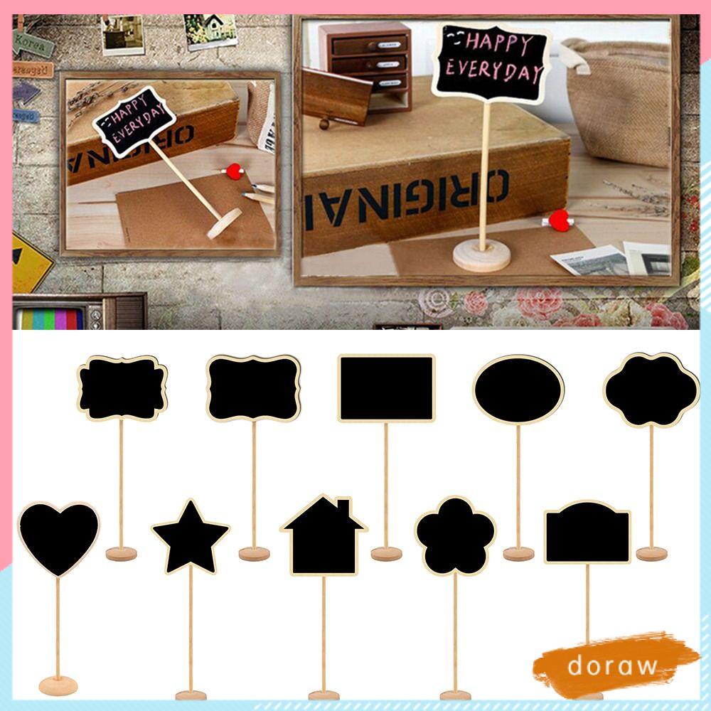 DORAW Set 10 Bảng Đen Viết Phấn Bằng Gỗ Chất Lượng Cao Kèm Đế Gỗ Dành Cho Vườn Nhà