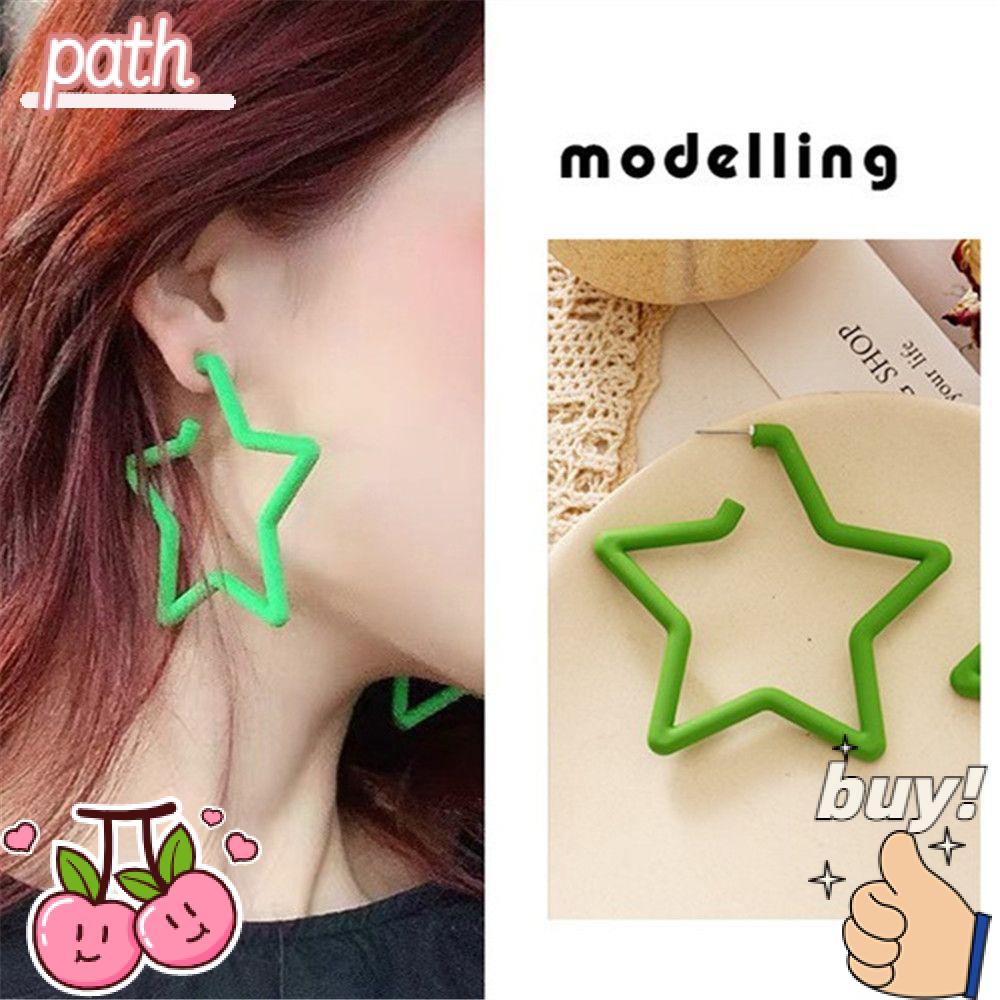 PATH Bông Tai Hình Học Màu Dạ Quang Thời Trang Cá Tính