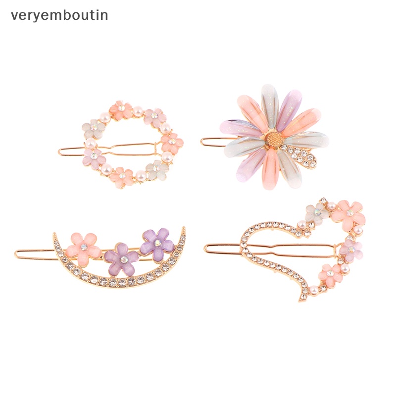 Kẹp Tóc Hình Hoa / Mặt Trăng Đính Đá Xinh Xắn Cho Nữ