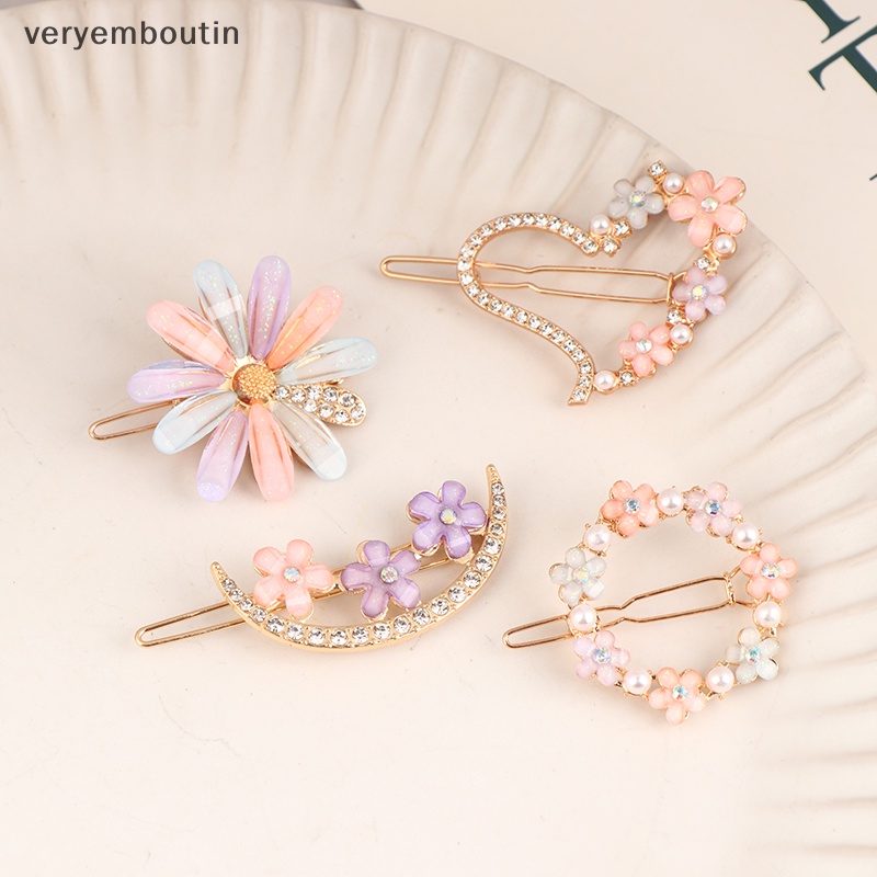 Kẹp Tóc Hình Hoa / Mặt Trăng Đính Đá Xinh Xắn Cho Nữ