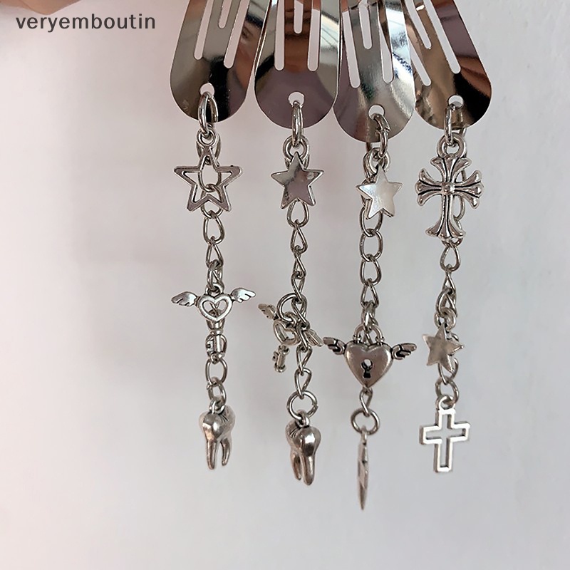 Kẹp Tóc Hình Thánh Giá Bằng Kim Loại Phong Cách Punk Hiphop Y2K 2023 n