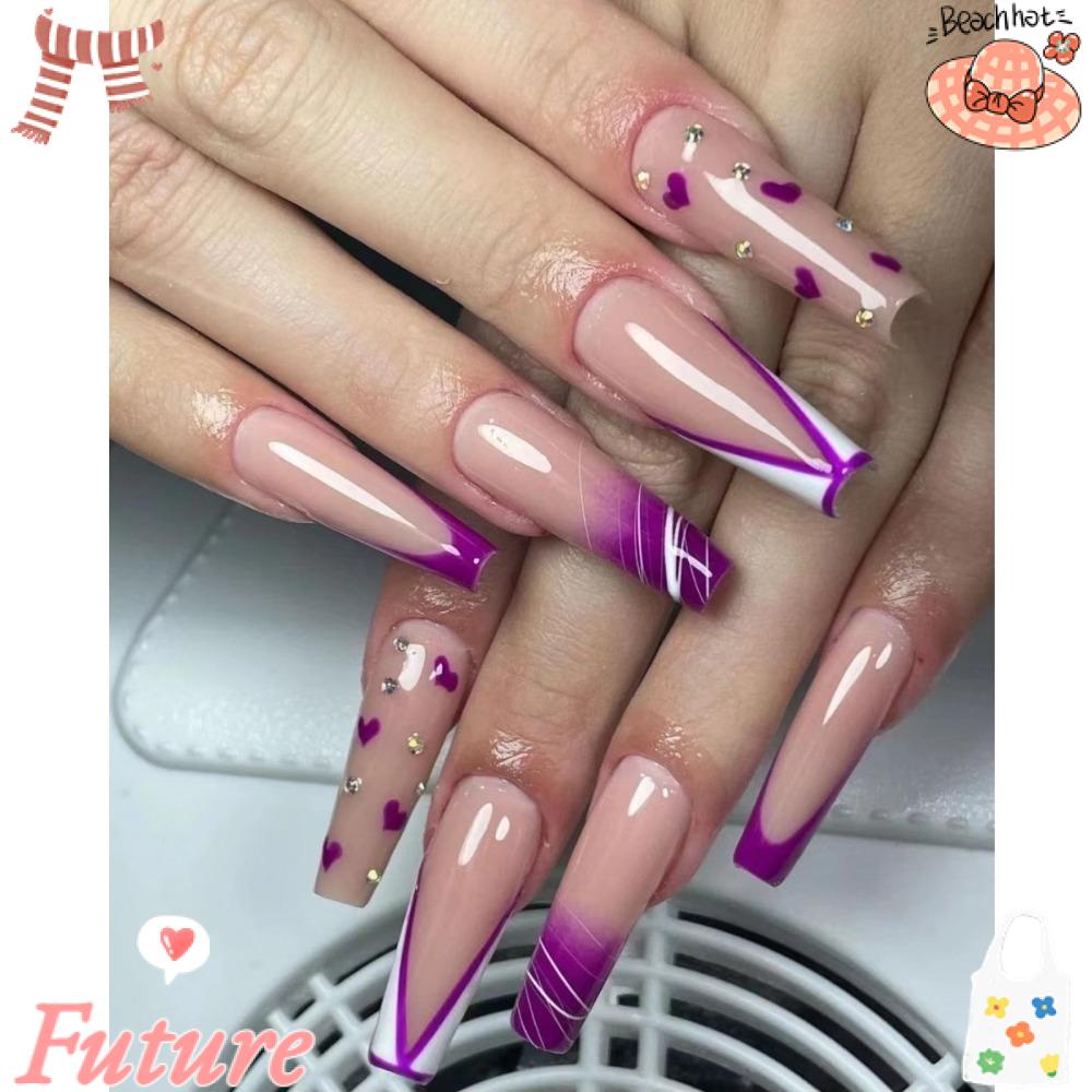 FUTURE Móng Tay Giả Múa Ba Lê Dạng Nhấn Dài Che Phủ Toàn Diện Thời Trang Cho Nữ