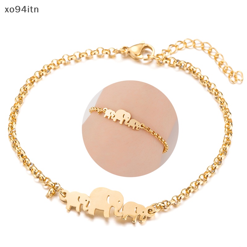 Vòng Đeo Tay Dạng Chuỗi Xích Bằng Thép Không Gỉ Mặt Hình Voi Cho Nữ