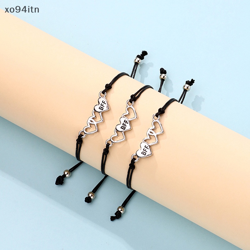 Bộ 3 Vòng Tay Dây Thừng Mặt Hình Trái Tim Thời Trang Cho Nam Và Nữ