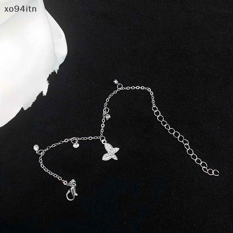 Vòng Tay Dây Xích Màu Bạc Chống Dị Ứng Đính Đá Zircon Hình Bướm Màu Sắc Lấp Lánh Dành Cho Nữ