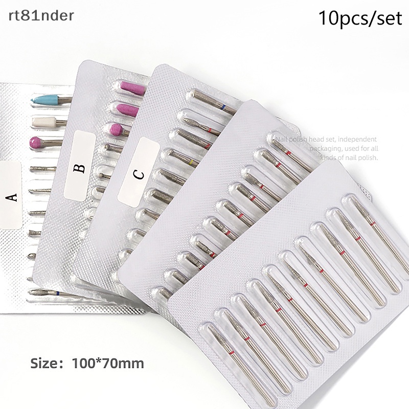 Bộ 10 Mũi Khoan Kim Cương Điện Tử Cắt Móng Tay