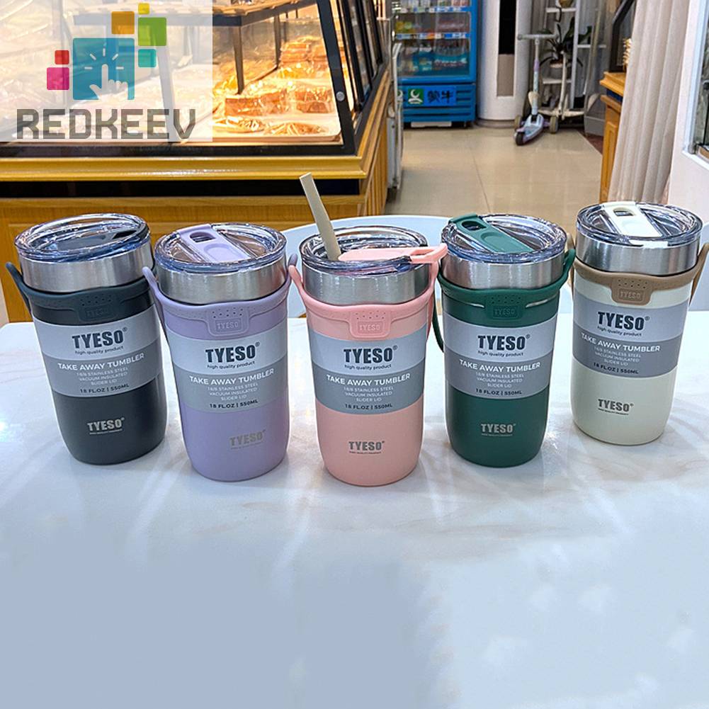 Bình Đựng Nước Cách Nhiệt 550ml / 710ml Có Quai Cầm Và Ống Hút