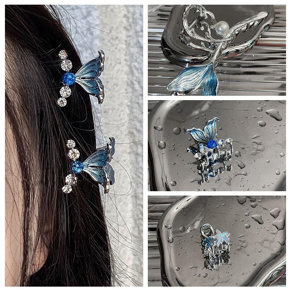 DANES Kẹp Tóc Hình Đuôi Cá Đính Đá Bằng Hợp Kim Cá Tính Cho Nữ