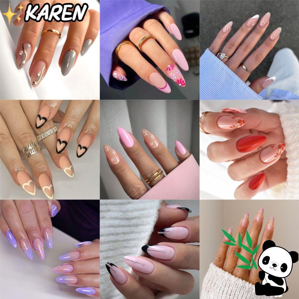 KAREN Móng Tay Giả Có Thể Tháo Rời Độ Dài Vừa Che Phủ Toàn Diện Cho Nữ