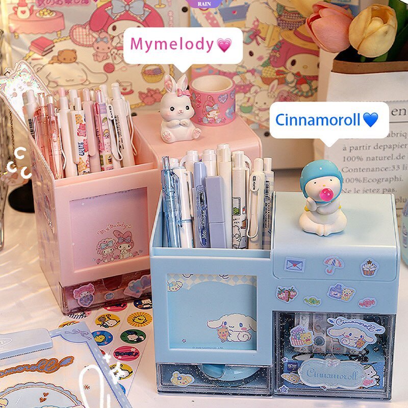 SANRIO Hộp Đựng Bút / Mỹ Phẩm Để Bàn Sức Chứa Lớn Họa Tiết Hoạt Hình My Melody Cinnamoroll Dễ Thương Cho Nữ