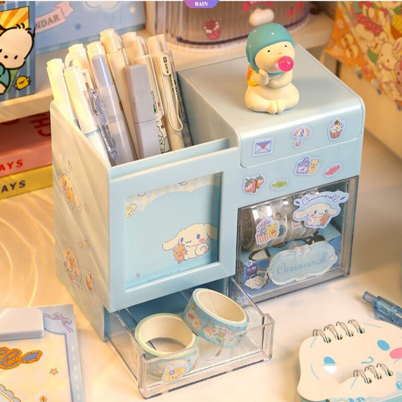 SANRIO Hộp Đựng Bút / Mỹ Phẩm Để Bàn Sức Chứa Lớn Họa Tiết Hoạt Hình My Melody Cinnamoroll Dễ Thương Cho Nữ