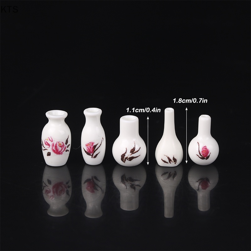 Set 5 Bình Hoa Giả Mini Tỉ Lệ 1: 12 Dùng Để Trang Trí Nhà Búp Bê