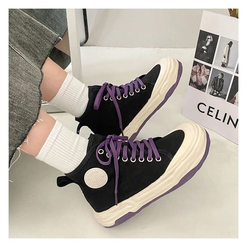 Giày Thể Thao Canvas Cổ Cao Thoáng Khí Phong Cách Hàn Quốc Cho Nữ