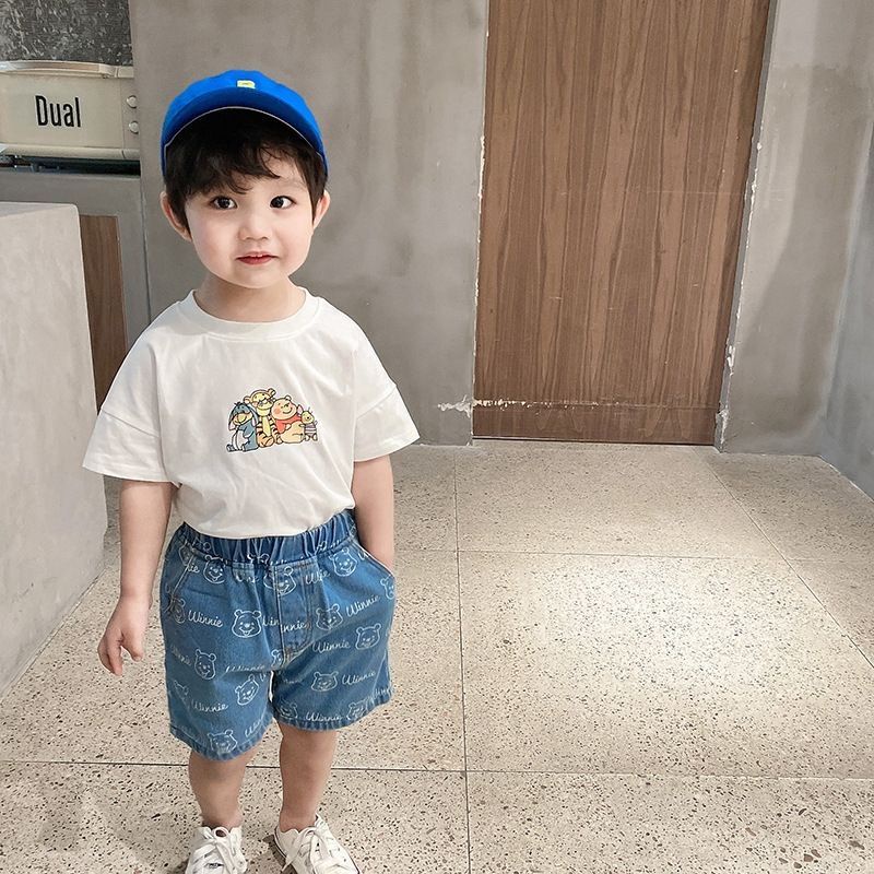 Áo Thun Cotton Cổ Tròn Tay Ngắn In Họa Tiết Hoạt Hình Thời Trang Mùa Hè Cho Bé Trai Và Gái