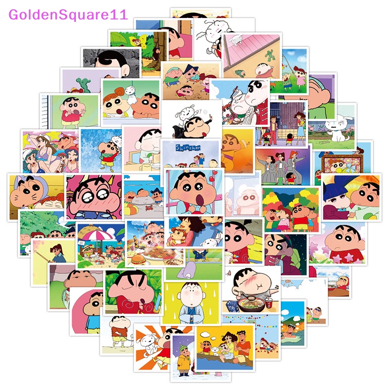 Miếng Dán Trang Trí Vali / Laptop / Điện Thoại / Sổ Tay Chống Thấm Nước Hình Cậu Bé Bút Chì Shin-chan Màu Vàng Kim DIY