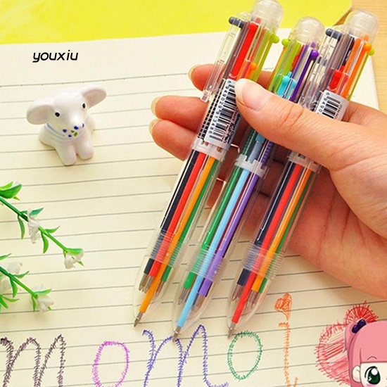 Xy * 6 màu bút bi mực dầu 0,5mm văn phòng trường học bút bi viết trơn