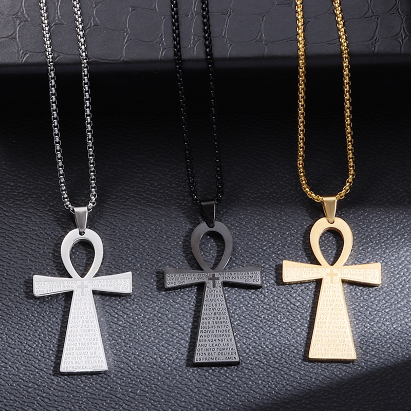 Vòng cổ Bùa Hộ Mệnh Ankh Bằng Thép Không Gỉ Cổ Điển Mới Cho Nam Và Nữ