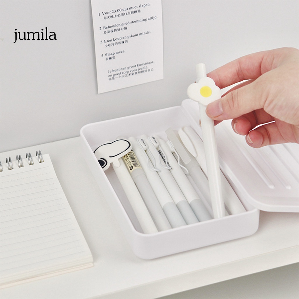 Qr Hộp Đựng Bút Bằng Nhựa Màu Trơn Gọn Nhẹ Chống Trầy Xước Có Nắp Đậy