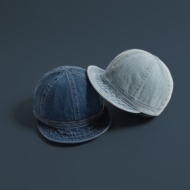 Mũ Lưỡi Trai Denim Vành Ngắn Màu Sắc Đơn Giản Thời Trang Unisex