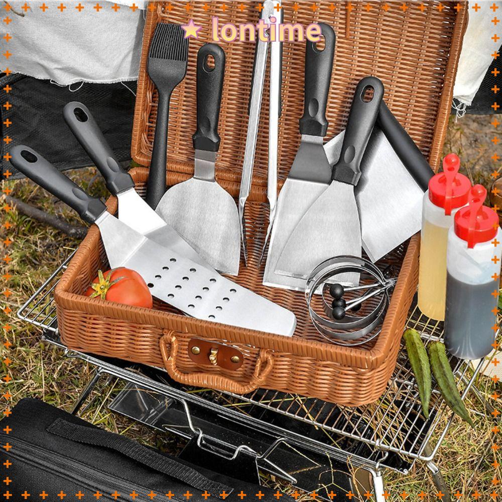 LONTIME Bộ 14 Dụng Cụ Nướng BBQ Bằng Thép Không Gỉ Mới
