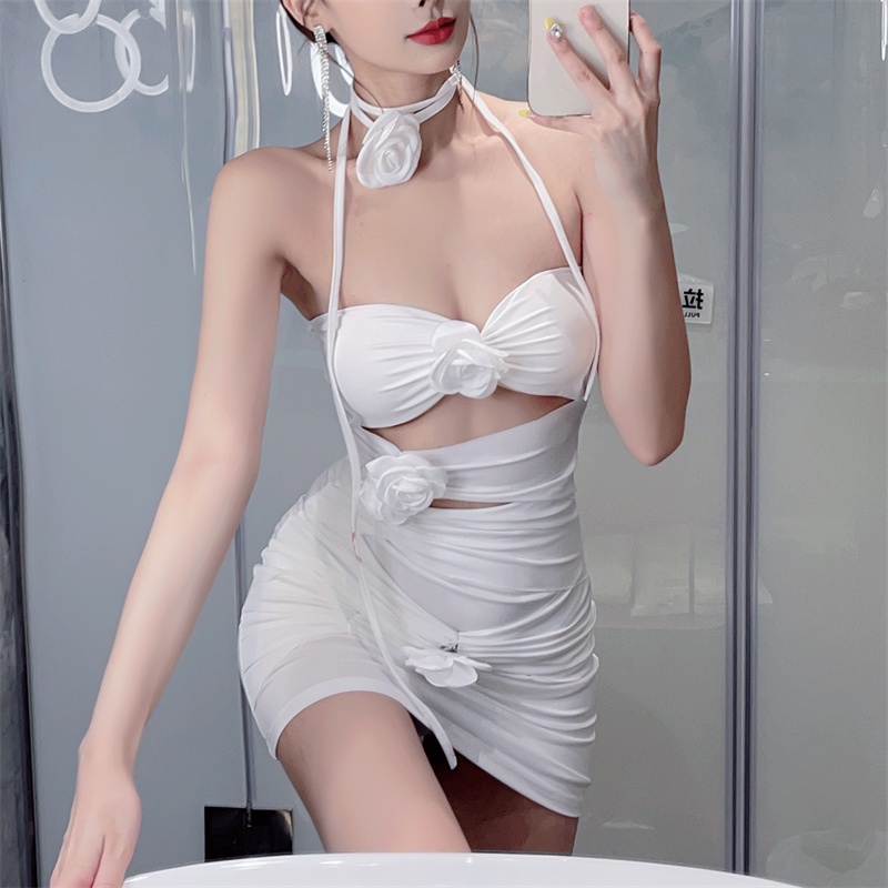 ~ ~ Đầm Ống Rỗng Mỏng Vừa Vặn Họa Tiết Hoa Ba Chiều Phong Cách Desire Cho Nữ