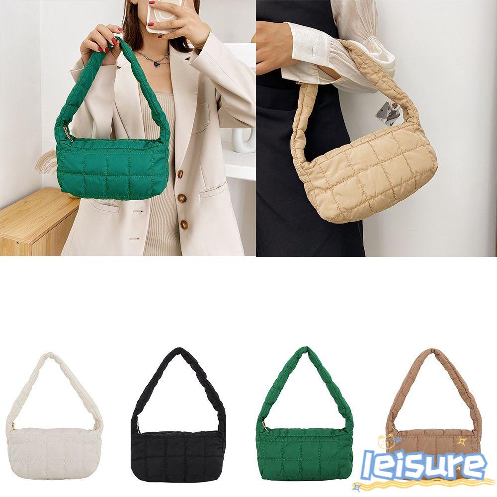 LEISURE Túi Xách Đệm Cotton Nylon Đeo Dưới Cánh Tay Mùa Đông Cho Nữ