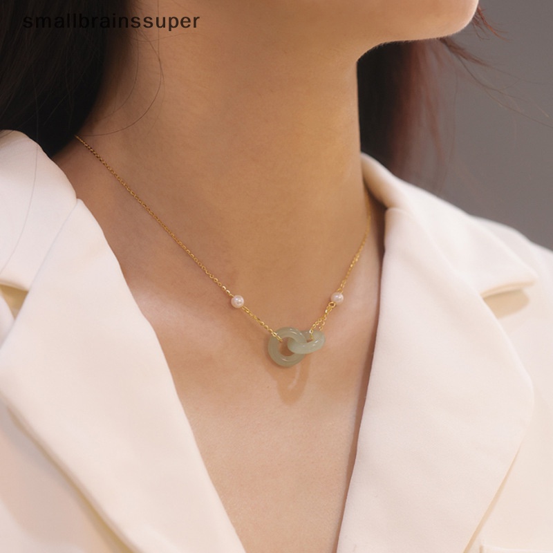 Smallbrainssuper Vòng Cổ Ngọc Trai Đôi Hetian Làm Quà Tặng Thời Trang Phong Cách Hạnh Phúc Cho Nữ SBS