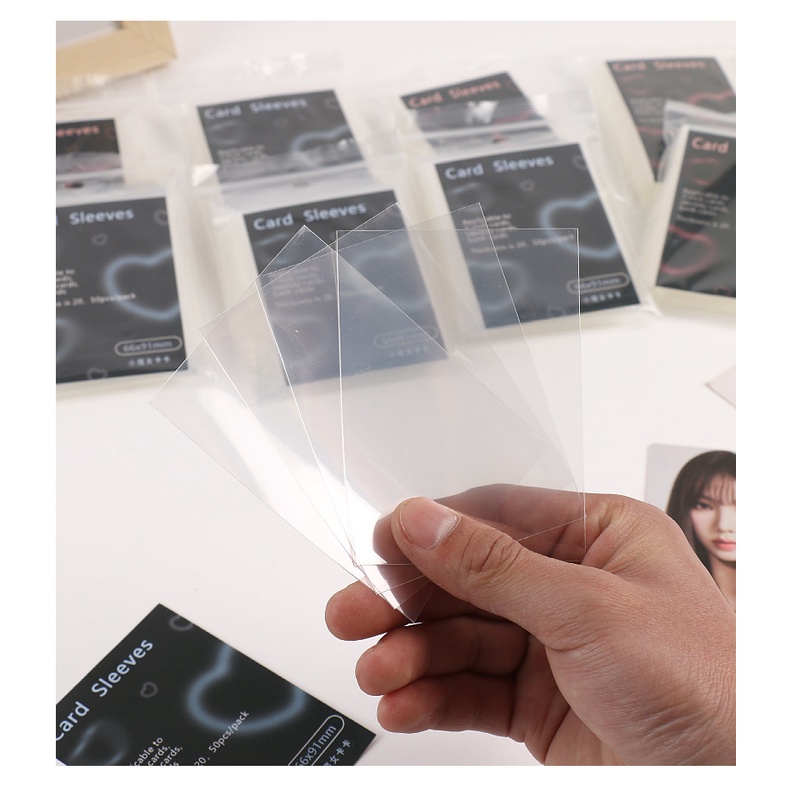 Peach 50Pcs Super clear super thick album card film 3-inch flat mouth non-scratch protective film