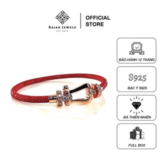 Vòng Tay Da Cá Đuối Đỏ Clevis S925 VH – Vòng tay khoá Chữ U by Rajah Jewels