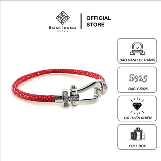 Vòng Tay Da Cá Đuối Đỏ Clevis S925 VT  – Vòng tay khoá Chữ U by Rajah Jewels