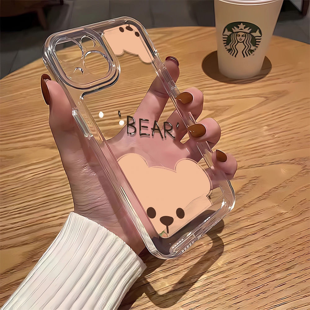 Ốp Điện Thoại Dẻo Họa Tiết Hoạt Hình Đầu Gấu Dễ Thương Cho iPhone14Promax 13 Soft 712 THT9 118