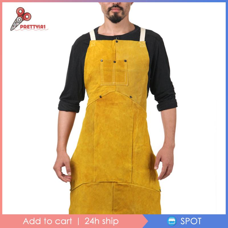 Tạp Dề Bằng Da Bò Thoáng Khí Chuyên Dụng Cho Thợ Hàn / Nướng BBQ