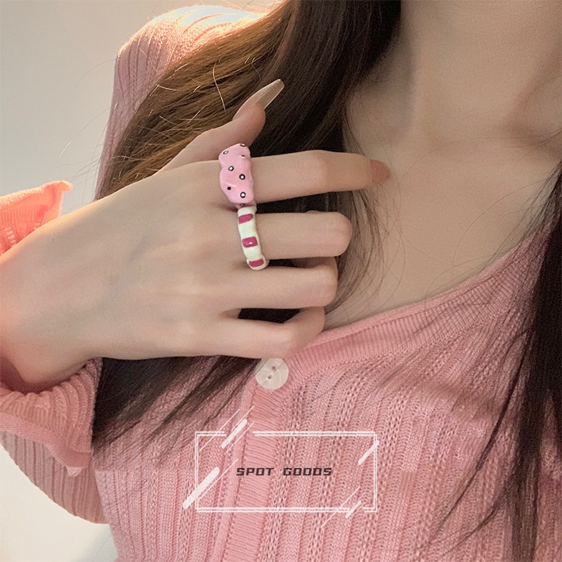 Nhẫn Hở Tráng Men Hình Giọt Nước Nhiều Màu Sắc Dễ Thương