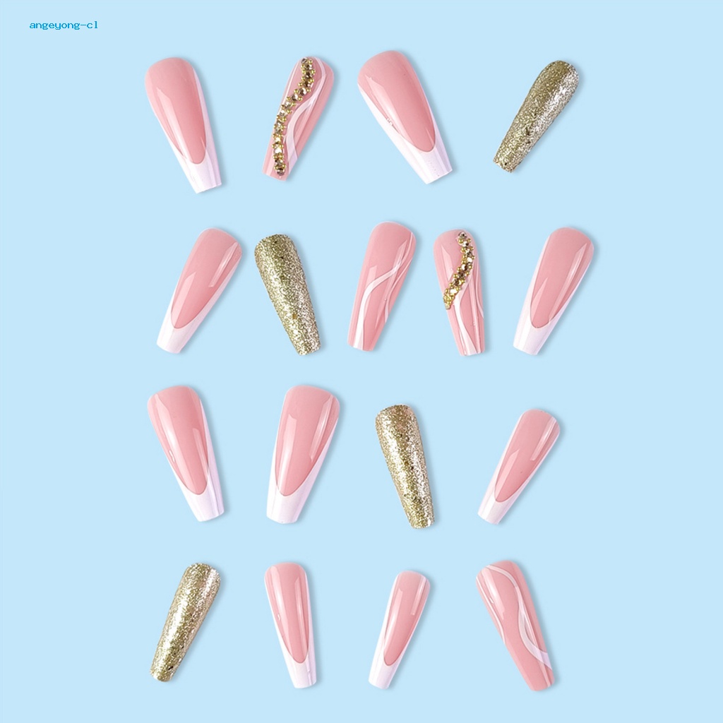 Bộ 24 Móng Tay Giả Dạng Nhấn Chống Nước Lâu Trôi Phong Cách Pháp Cho Bất Kỳ Occasion