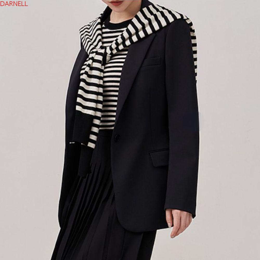 DARNELL Cổ Áo Giả Vải Cashmere Kẻ Sọc Kiểu Hàn Quốc Xinh Xắn Cho Nữ