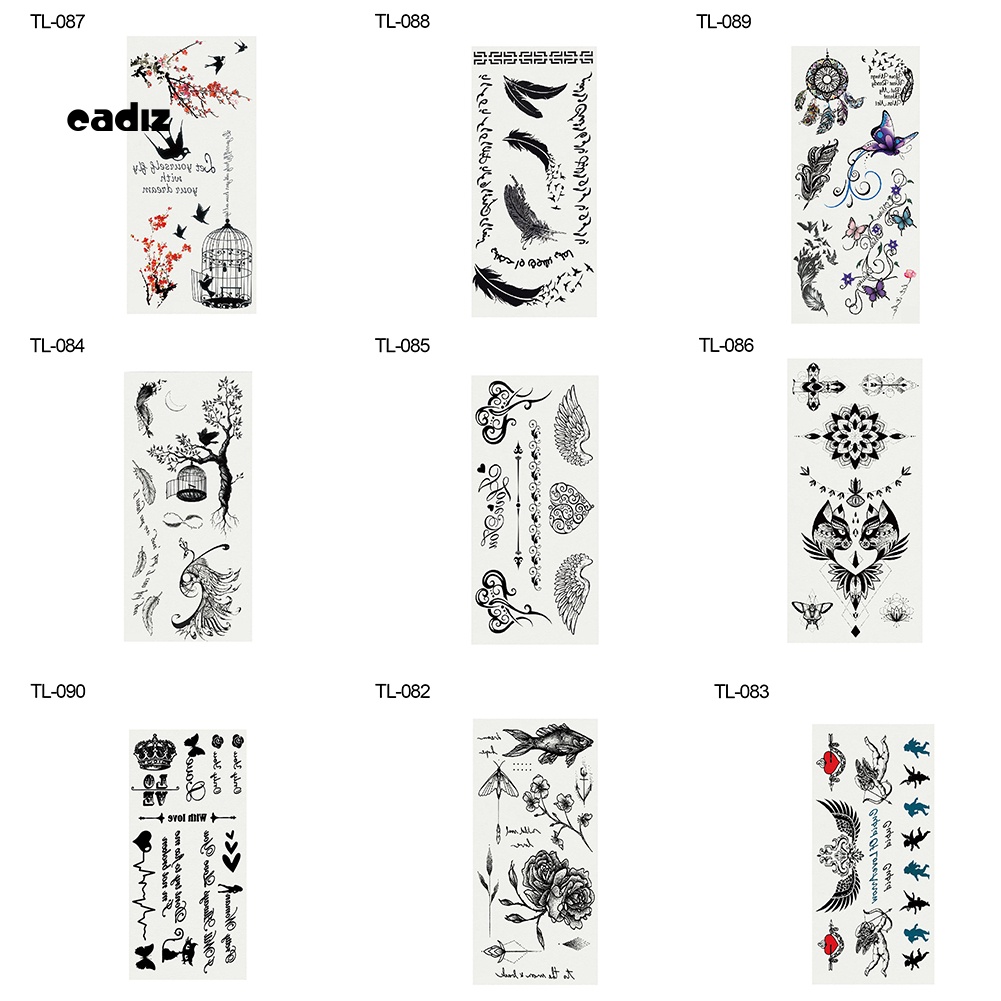 Hình Xăm Dán Tạm Thời Họa Tiết Lông Vũ / Chim Thời Trang