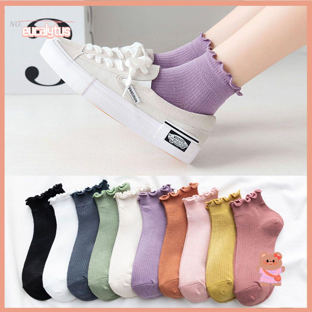 EUTUS Vớ Cotton Cổ Thuyền Thoáng Khí Thời Trang Xuân Hè Cho Nữ