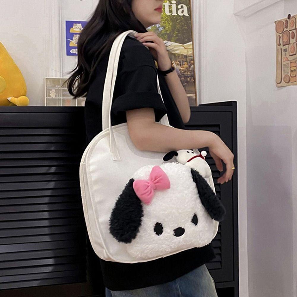 LOMBARD Túi Đeo Dưới Cánh Tay Bằng Lông Nhung Có Khóa Kéo Họa Tiết Động Vật Dễ Thương Phong Cách Nhật Bản Dùng Mua Sắm